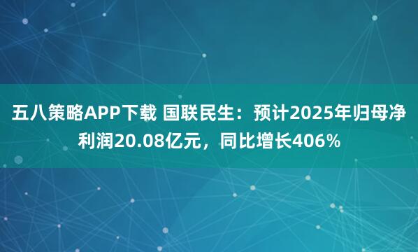 五八策略APP下载 国联民生：预计2025年归母净利润20.08亿元，同比增长406%